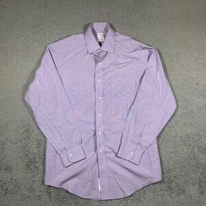 Brooks Brothers Dress Shirt Mens 15-33 Purple Regent Non Iron Stretch #1853